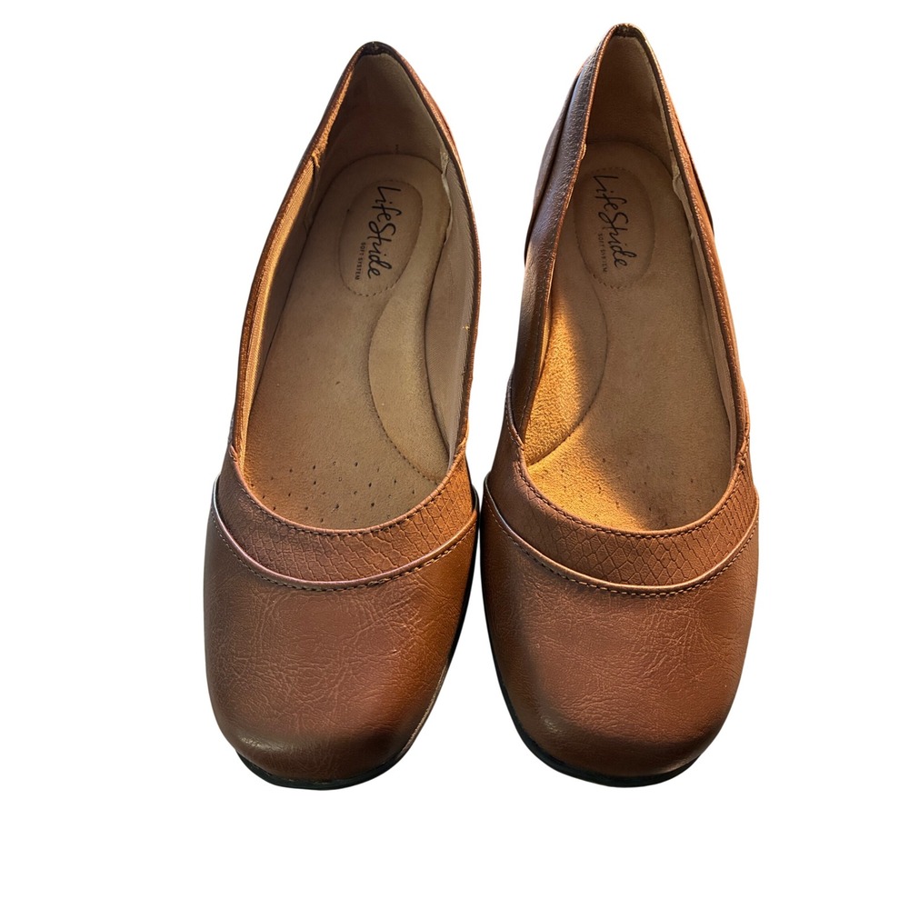 LifeStride Flats Women Size 7 Brown Excellent Soft System Comfort Slip On Shoes